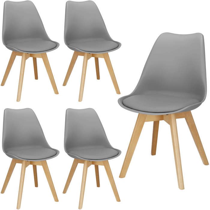 Chaise scandinave - SPRINGOS - SPRINGOS 4pcs - Lot de 4 - Assise rembourrée - Gris - Charge 125 kg