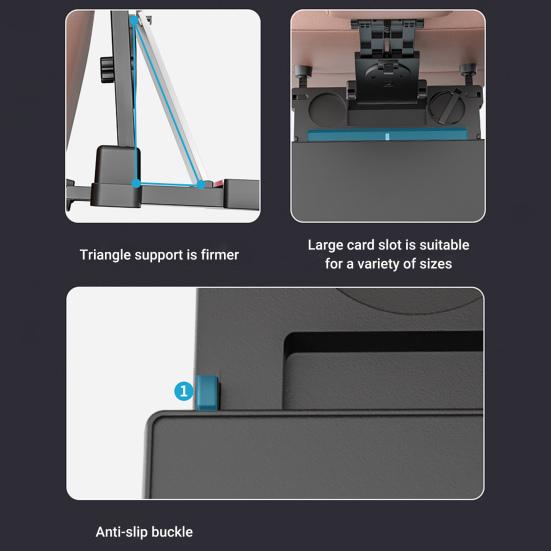 A08 Car Travel Table Board Multifunctional Height Adjustable Universal Headrest Mount Seat