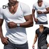 Washable Men Shirt V Neck Chic Summer Men Basic T Shirt Fitness Top