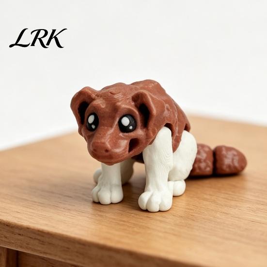 Exquisite Texture Sculpture Articulated Dog Figurine, 3D Printed Cute Puppy with Movable Joints, Ornament Colorful Desk Pet for Home Office,