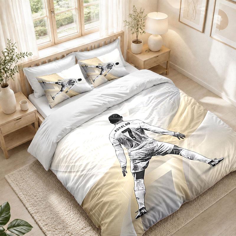 Bedding Set 1 Duvet Cover 2 Pillowcases Cristiano Ronaldo Print Bedroom Home Decoration