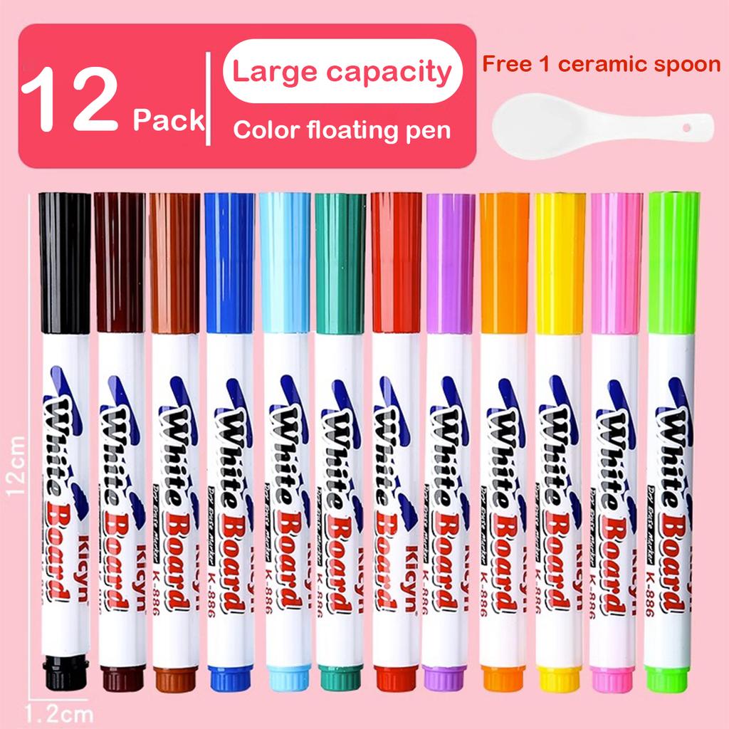 8/12Pcs Color Floating Pen for Water Painting Water Floating Pen Erasable Whiteboard Pen Stationery School Office Supplies