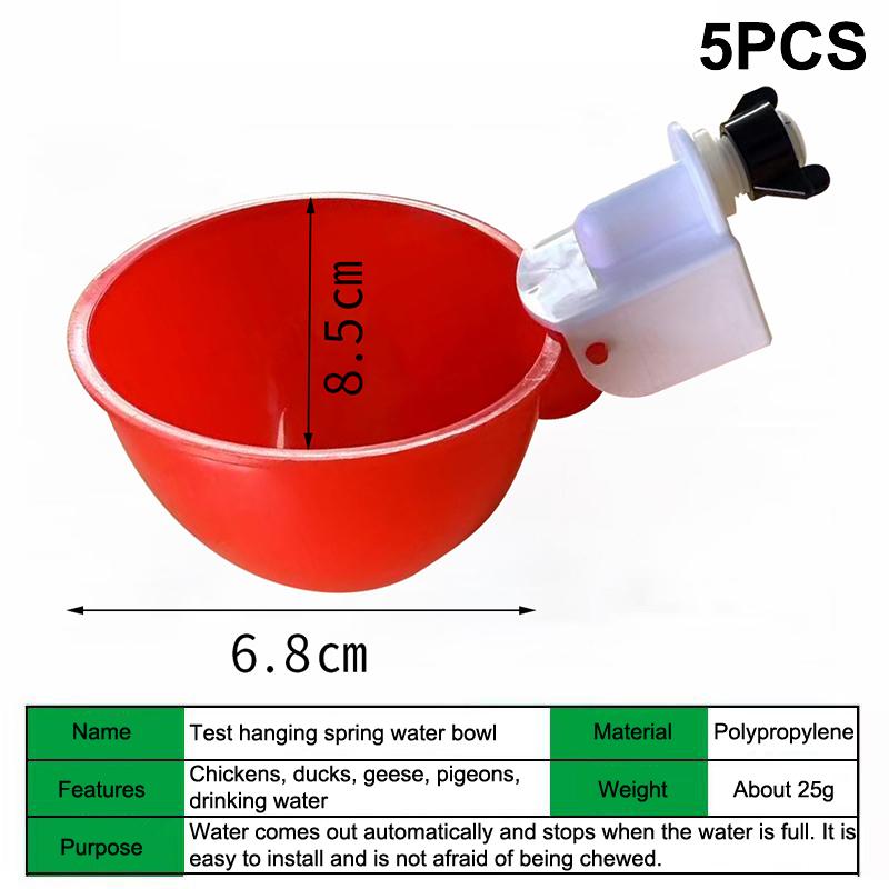 

5Pcs Chicken Drinking Cup Automatic Poultry Drinking Bowl Chicken Waterer Cups Duck Machine Hanging Drinking Bowls Water A3