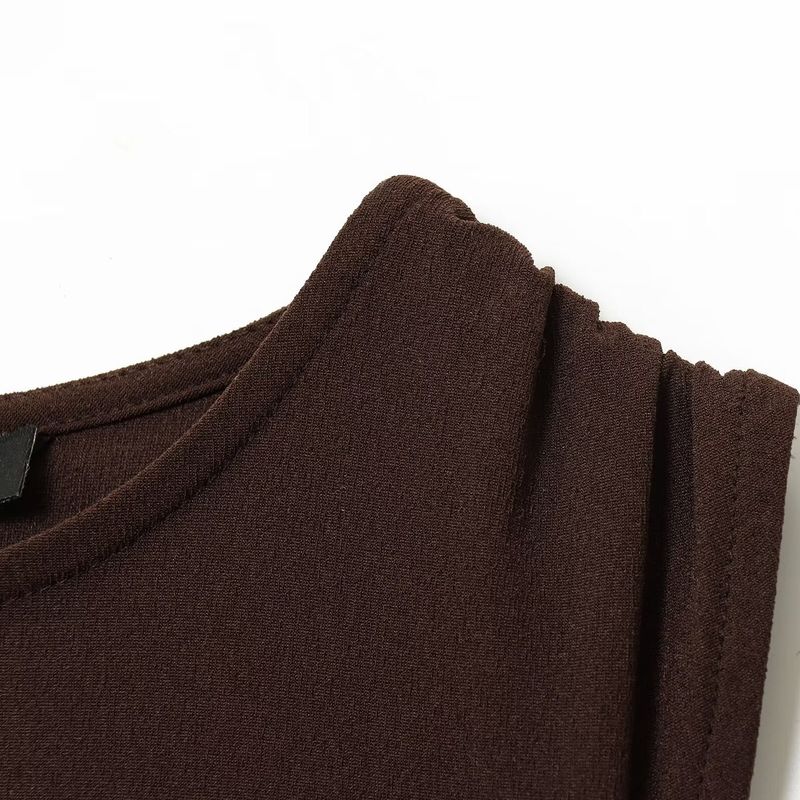 Kaslead New Women Clothes Western Style Fashion Back Split Round Neck Sleeveless Dress 7484167