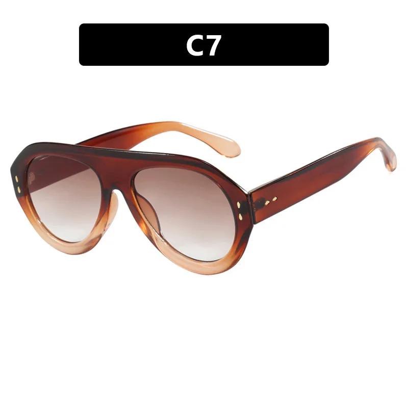 Vintage Flat Top Pilot Sunglasses Women For Men Luxury Brand Designer Sun Glasses Punk Anti Blue Light Glasses Optical Big Frame