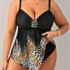 Leopard Print Plus Size One-Piece Swimsuit - Slimming, Sexy, and Conservative Vacation Wear