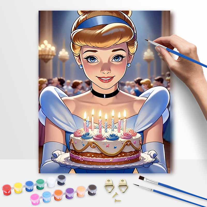 Disney Cinderella oil painting handmade painting kit diy home room decoration gift 20x30cm
