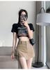 Irregular Denim Skort for Women - Slimming Lace-up A-line with Drawstring