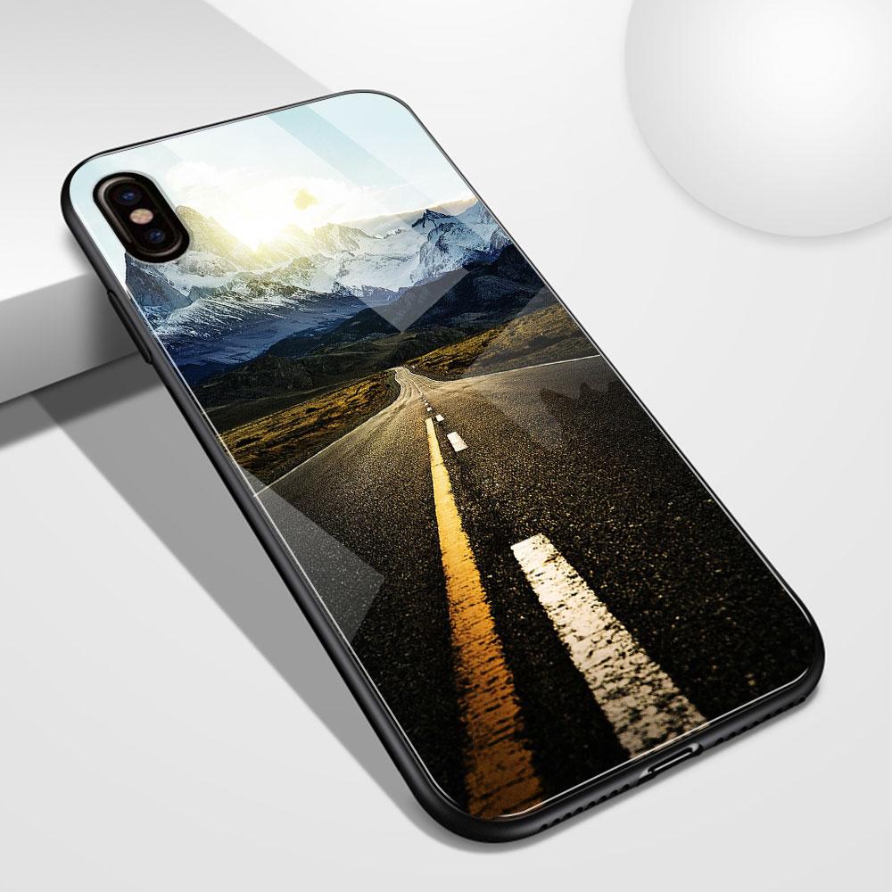 Für iPhone 14 13 12 11 Pro Max Hülle Glas Rückseite Straßenansicht iPhone Xr Hülle Funda für iPhone 6 6s 7 8 14 Plus X Xs Max Xr Se