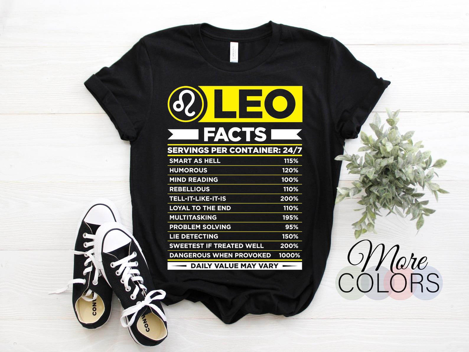 Leo Facts Traits Horoscope Zodiac Astrological Sign Funny T-Shirt, Born On July 23 - August 22 Gifts, Leo Birthday Christmas Present Tees, 120