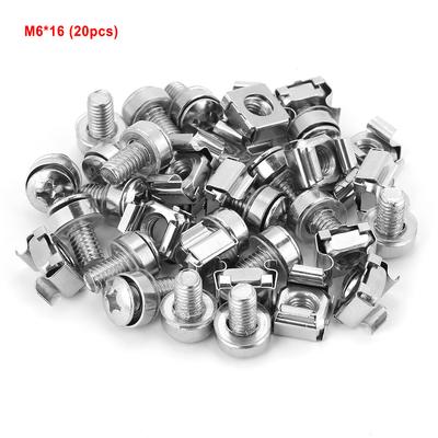Kit Assortito 20 Pezzi Viti e Dadi a Gabbia per Armadio di Rete (M6*16)