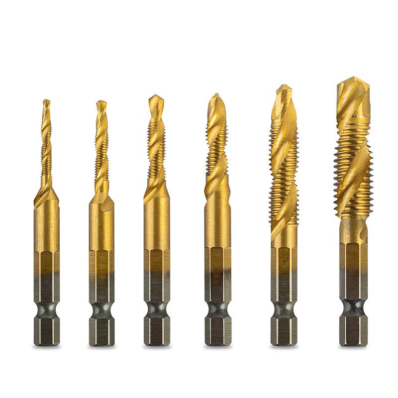 Yunbei Titanium-Plated High-Speed Steel Spiral Tap Drill with Hexagonal Shank