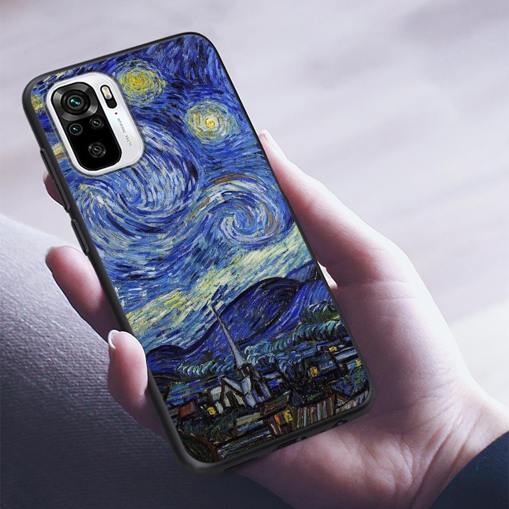 

Чехол для телефона с изображением кота Ван Гога, звездной ночи, маслом для Xiaomi Redmi Note 9 9T 10 10s 11 11s 11E 8 7 Poco M3 M4 Pro 5G, чехлы Redmi Note 8 Pro