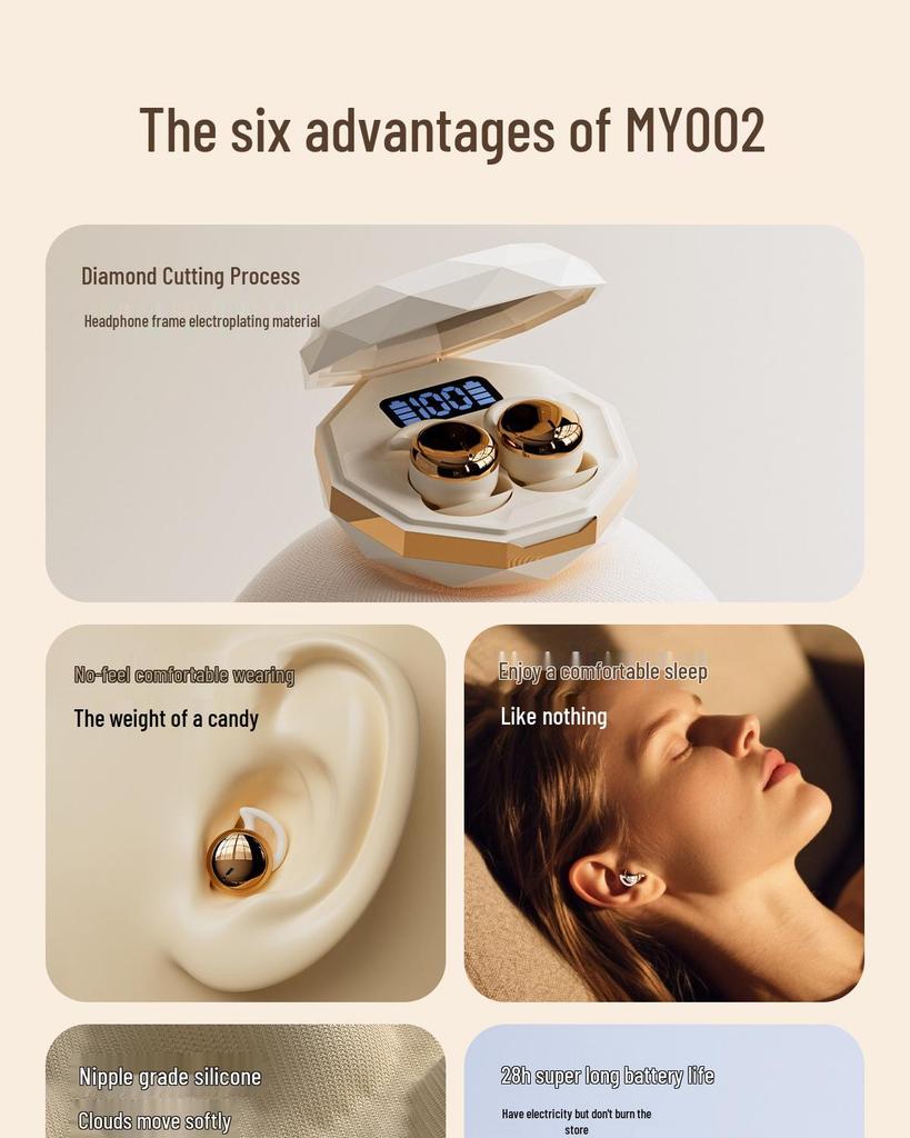 2025 Wireless Noise-Cancelling Sleep Earphones - Soft Silicone, No Ear Pressure, Side Sleeper Friendly.