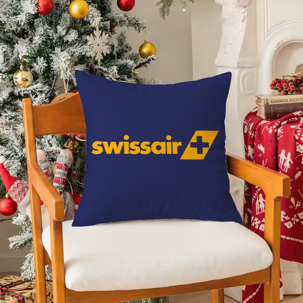 Travel Design S-Swissair Pillow Case Silky Short Plush With Invisible Zipper Dustproof Sofa Cushion Cover For Home Decor