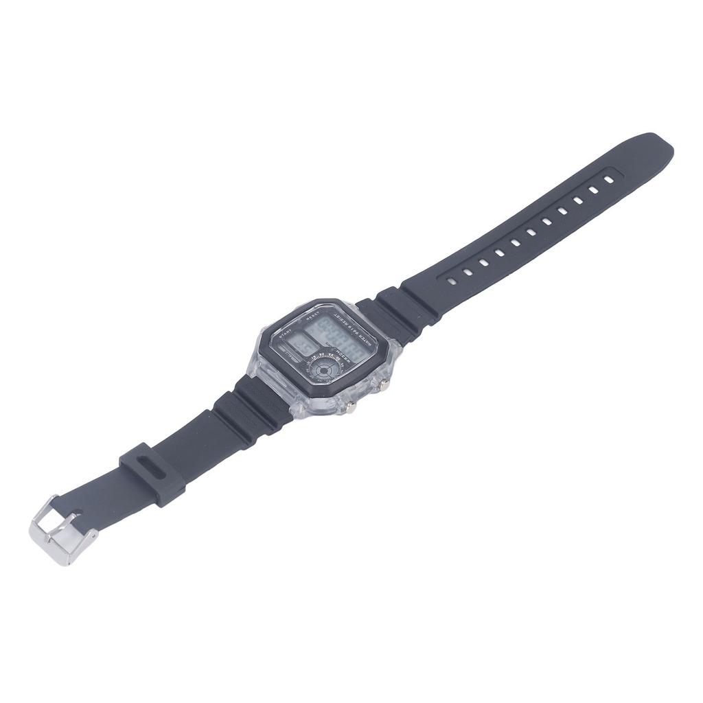 Electronic Sports Watch 12 24 Hours Waterproof Digital Wrist Watch with Luminous Alarm Timing Function Transparent