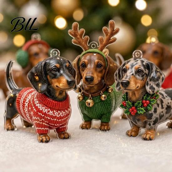 Ferienhaus Dekoration 3D Dackel Adventskalender mit 24 Einzigartigen Mini-Hundefiguren, Weihnachten Kreatives Geschenk Countdown Spielzeug Set für Kinder, Sammlerstück