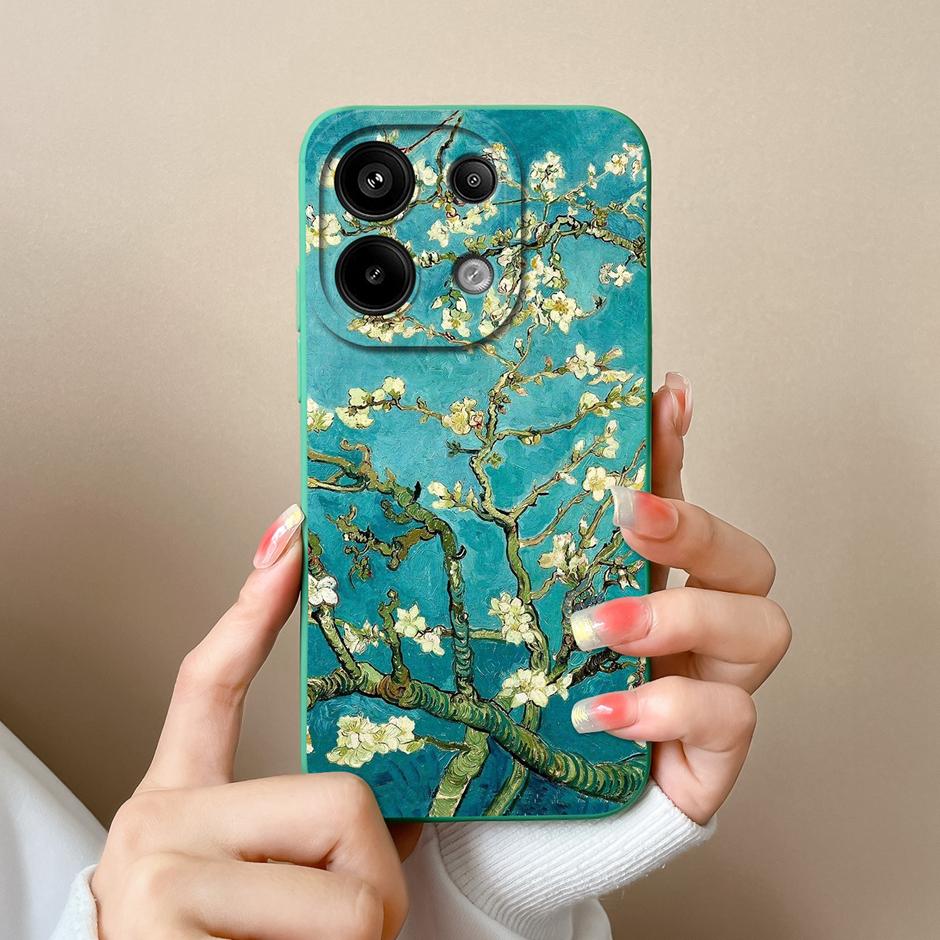 For Xiaomi Poco M6 Pro 4G 5G Casing Fashion Black Coconut Tree Liquid Silicone Soft TPU Cover For XiaomiPocoM6 M6Pro 4G 5G Funda