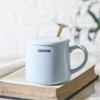 Creative Ceramic Cup with Lid Spoon Couple Coffee Cup Macaron Creative Mug Office Drinking Cup Girls