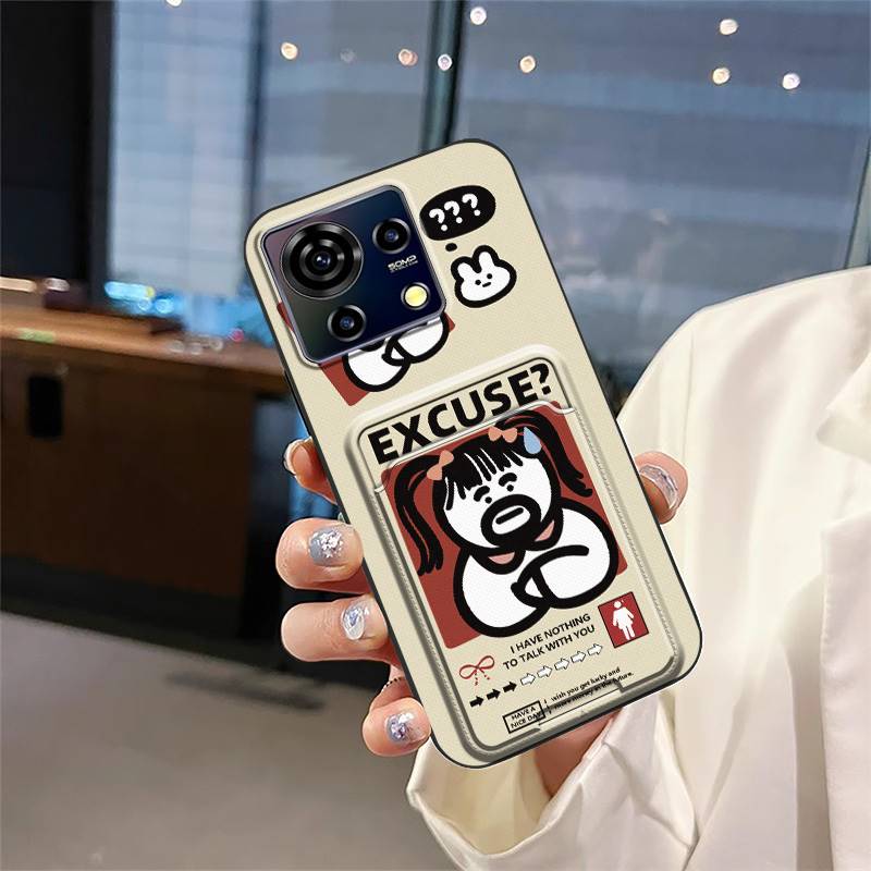 Card Slot TPU Phone Case For ZTE Blade V50 Vita Waterproof Protective Fashion Design Cartoon Cute Anti-knock Soft Case