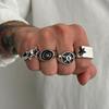 IF ME 4Pcs/Set Black Five-Pointed Star Wide Rings for Men Hiphop Silver Color Geometric Thick Opening Finger Rings Sets Jewelry Gifts