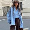 Women's Linen Shirt Long Sleeve Elegant Pink Oversize Blouse Vintage Basic Top Collar Cotton Linen Shirt for Women
