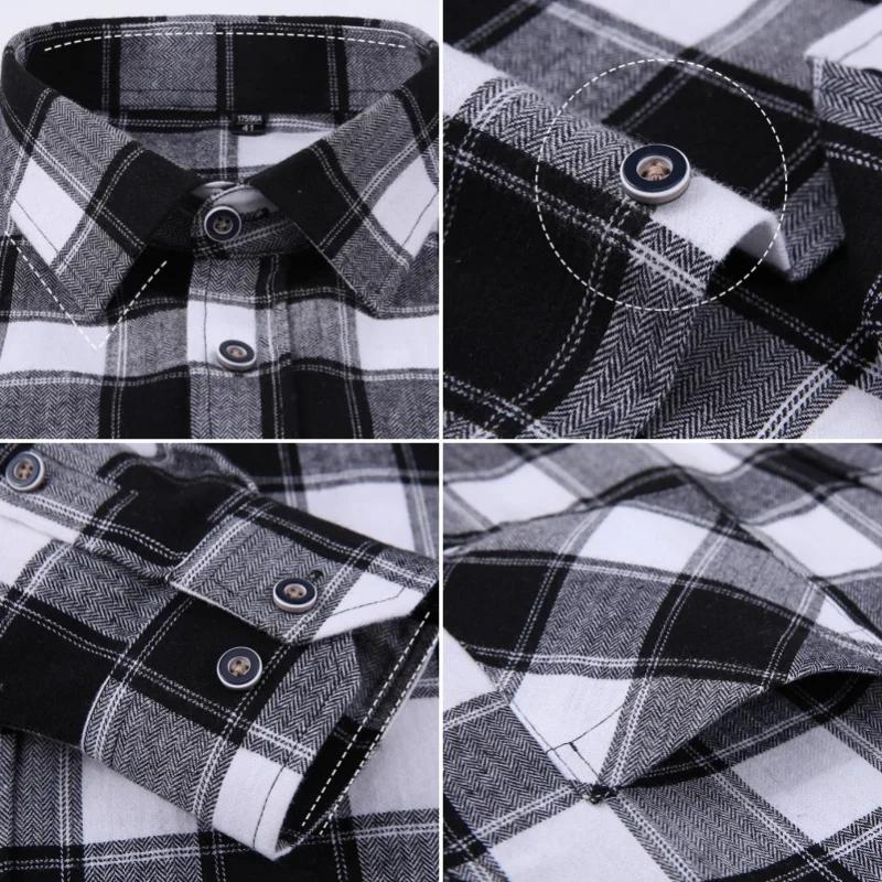 Men's 100% Pure Cotton Flannel Soft Regular-fit Long Sleeve Brushed  Shirt Single Pocket Comfortable Casual Plaid  Shirts S-8XL