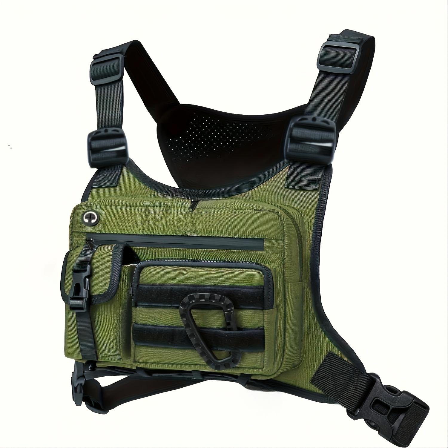 Sac de poitrine extérieur unisexe pour course à pied, cyclisme, gilet EDC, entraînements, sac de poitrine de sport, système pour hommes et femmes vert