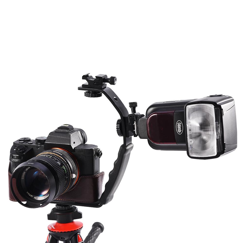 L Shaped Flash Bracket Holder Hot Shoe Mount for Flashlight DV Camcorder 120 135 Film Camera