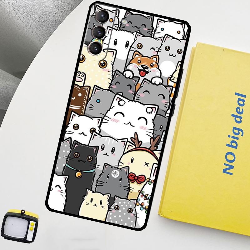 Funny cute cats Phone Case For Samsung Galaxy S25 Ultra S20 S21 S22 S23 Plus S9 S10 S25 FE S24 Ultra Cover
