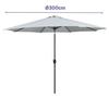 Hexagonal Steel Parasol - MARBUENO SUMMER - D300 Cm - White - 8 Ribs - Foldable and Portable - Chimney Type Roof
