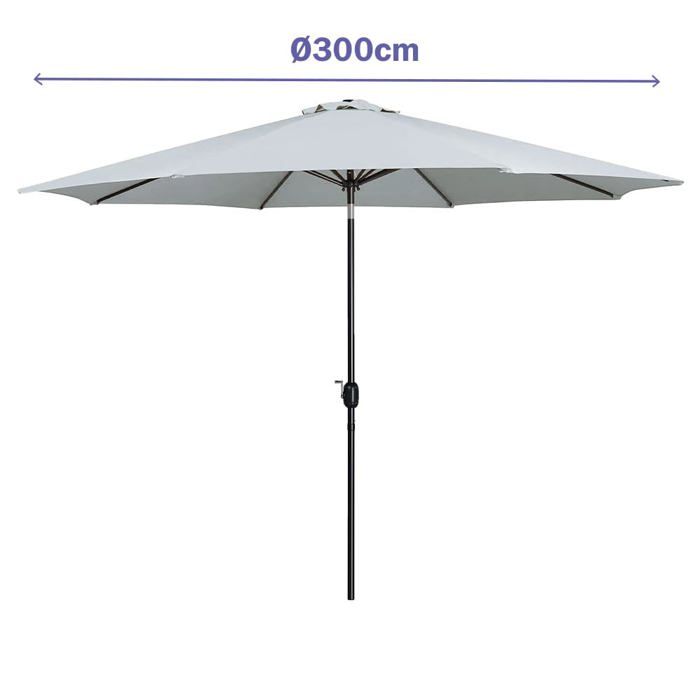 Hexagonal Steel Parasol - MARBUENO SUMMER - D300 Cm - White - 8 Ribs - Foldable and Portable - Chimney Type Roof