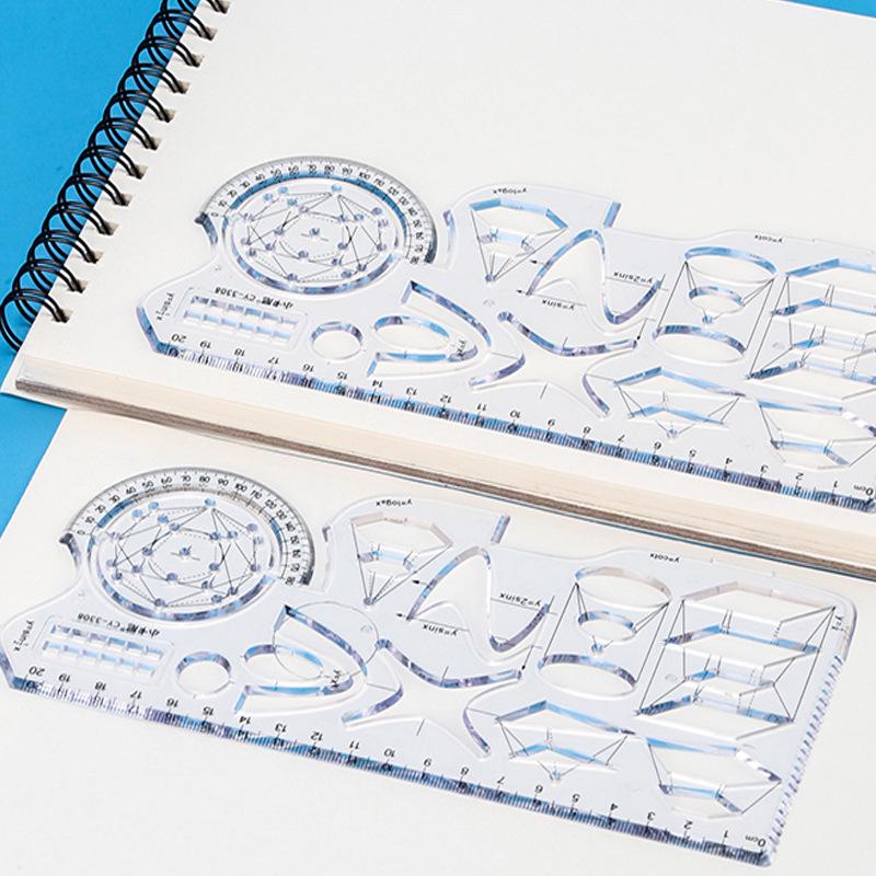 Rotatable Multi-Functional Drawing and Geometric Ruler Set for Students