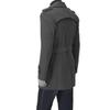 Korean Style Men's Autumn/Winter Double-Breasted Wool Coat with Shoulder Badge