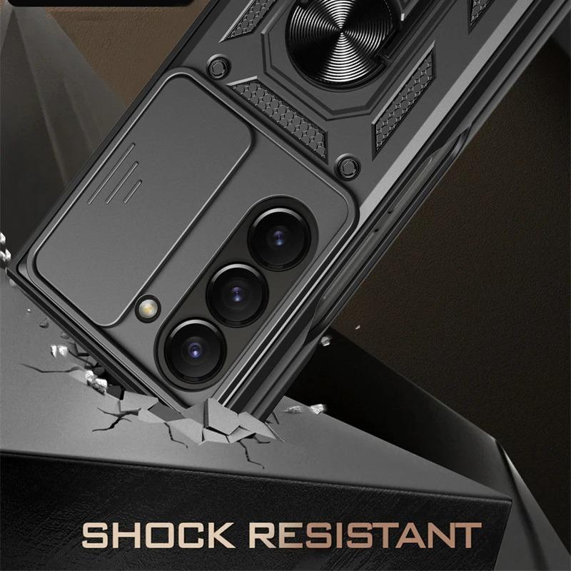 Armor Shockproof Case for Samsung Galaxy Z Fold 6 5 4 3 5G Cover with Ring Magnetic Holder Metal Stand Foldbale