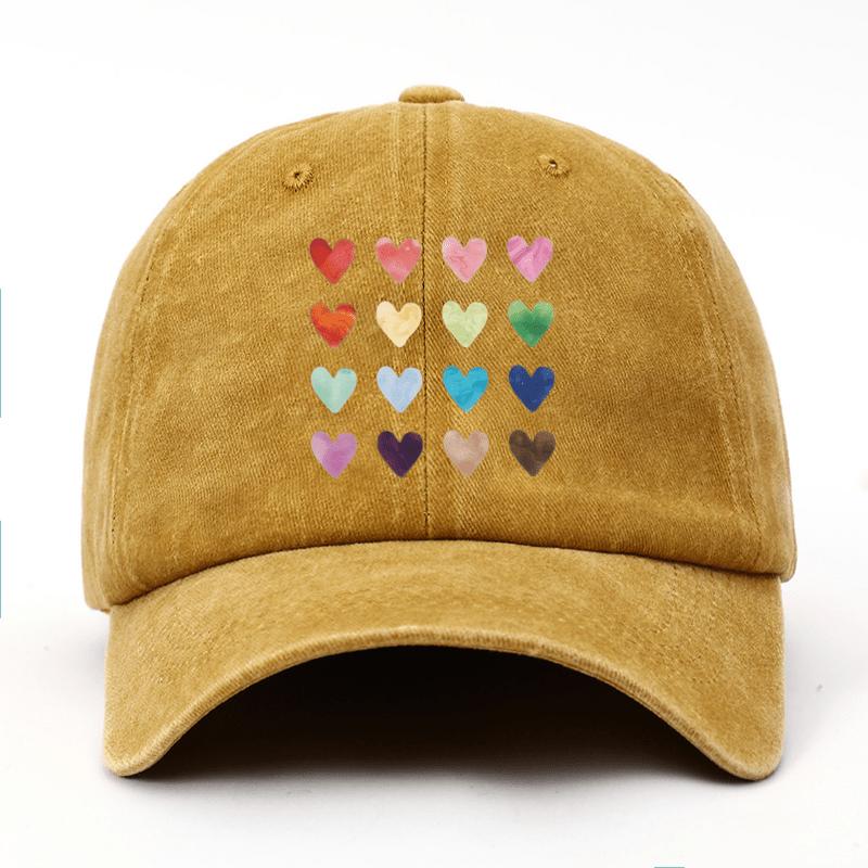 Colorful heart-shaped printed baseball cap can be adjusted for all seasons as a couple's outfit, paired with daily matching hats