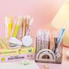 Ins Style Transparent Acrylic Square Multi Grid Pen Holder Storage Rack Large Capacity Desk Pencil Rack School Office Stationery
