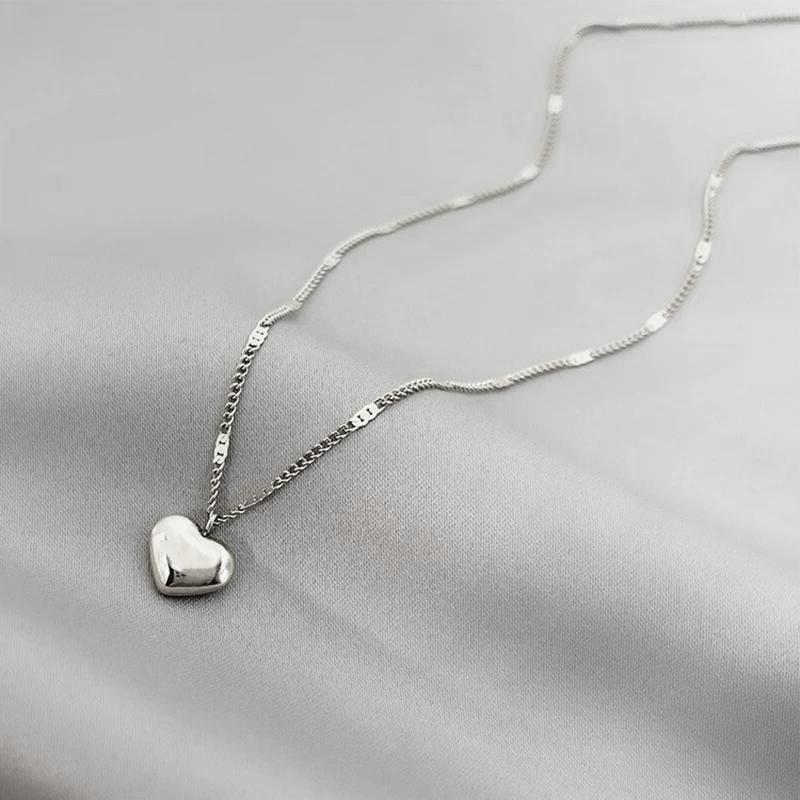 Classic Three-dimensional Love Heart Pendant Necklace for Women Luxury Gold Color Stainless Steel Chain Choker Jewelry Wholesale