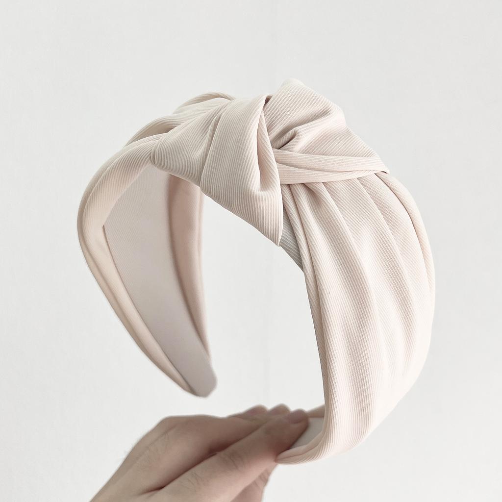 PROLY Nové módní vlasové doplňky pro ženy Široká strana Uzel uprostřed Turban Jednobarevná ležérní čelenka do vlasů