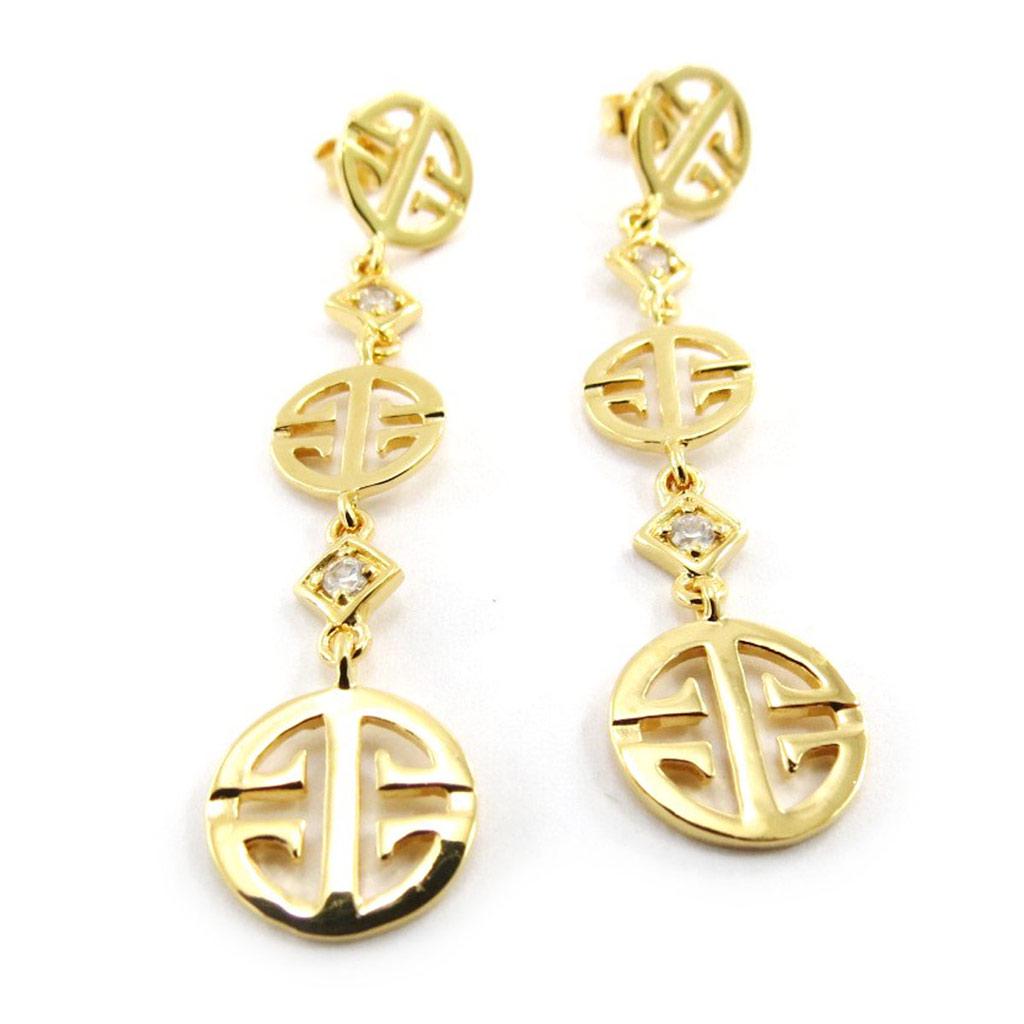 Les Trésors De Lily [D7973] - Gold Plated 'Fengshui' Earrings