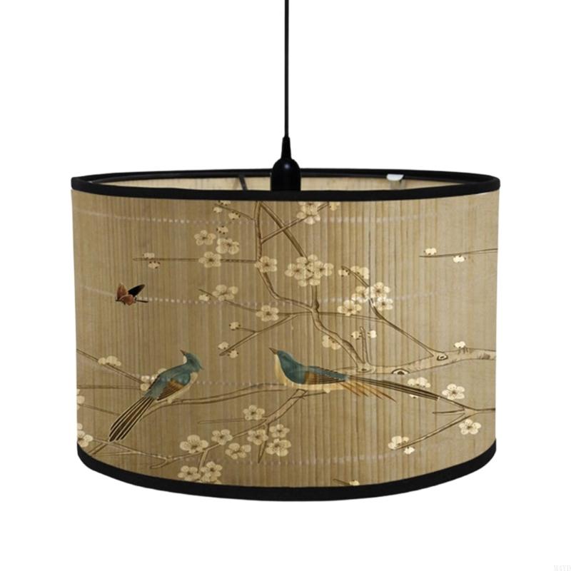 Removable Bamboo Hanging Light Shade Quick Setup Plant Theme Lights Cover Easy Mounting Suitable for Modern Interiors M4YD