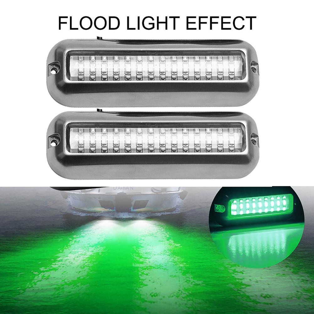 1 Pair 42led Marine Led Lights For Boat Underwater Stainless Steel Ip68 Waterproof Lamp For Yachts Rvs green #1