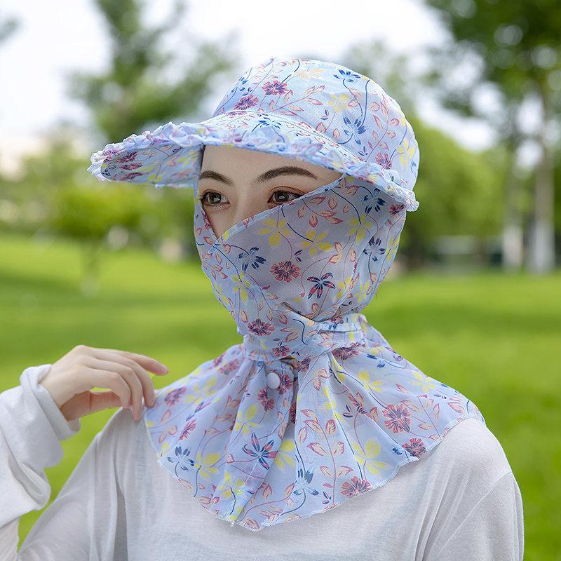 Pălărie de soare de vară pentru femei, pentru ciclism, în aer liber, pentru femei, care acoperă fața, protecție UV, pălărie de plajă cu margine mare