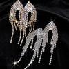 European & American Rhombus Tassel Earrings: Retro Silver Needle Diamond-Studded, Exquisite Design for Women.