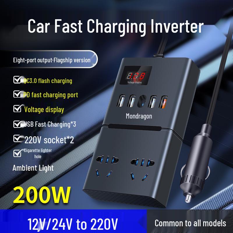 

Універсальний автомобільний інвертор живлення 12В/24В на 220В для седанів та вантажівок