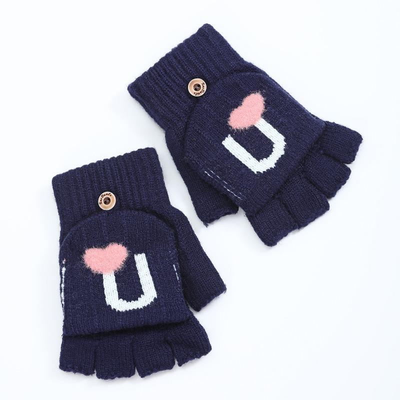 Botvotee Black Gloves Fingerless Gloves Women Winter Women Arm Warmers Knit Y2k Accessories Fashion Pink Love Cute Arm Sleeve