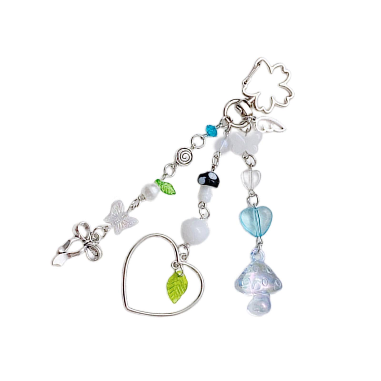 

Strawberry Mushroom Keychain Lovely Decorations Keyring Ornament Backpack Handbag Charm Pendant Gift for Girls Women синий