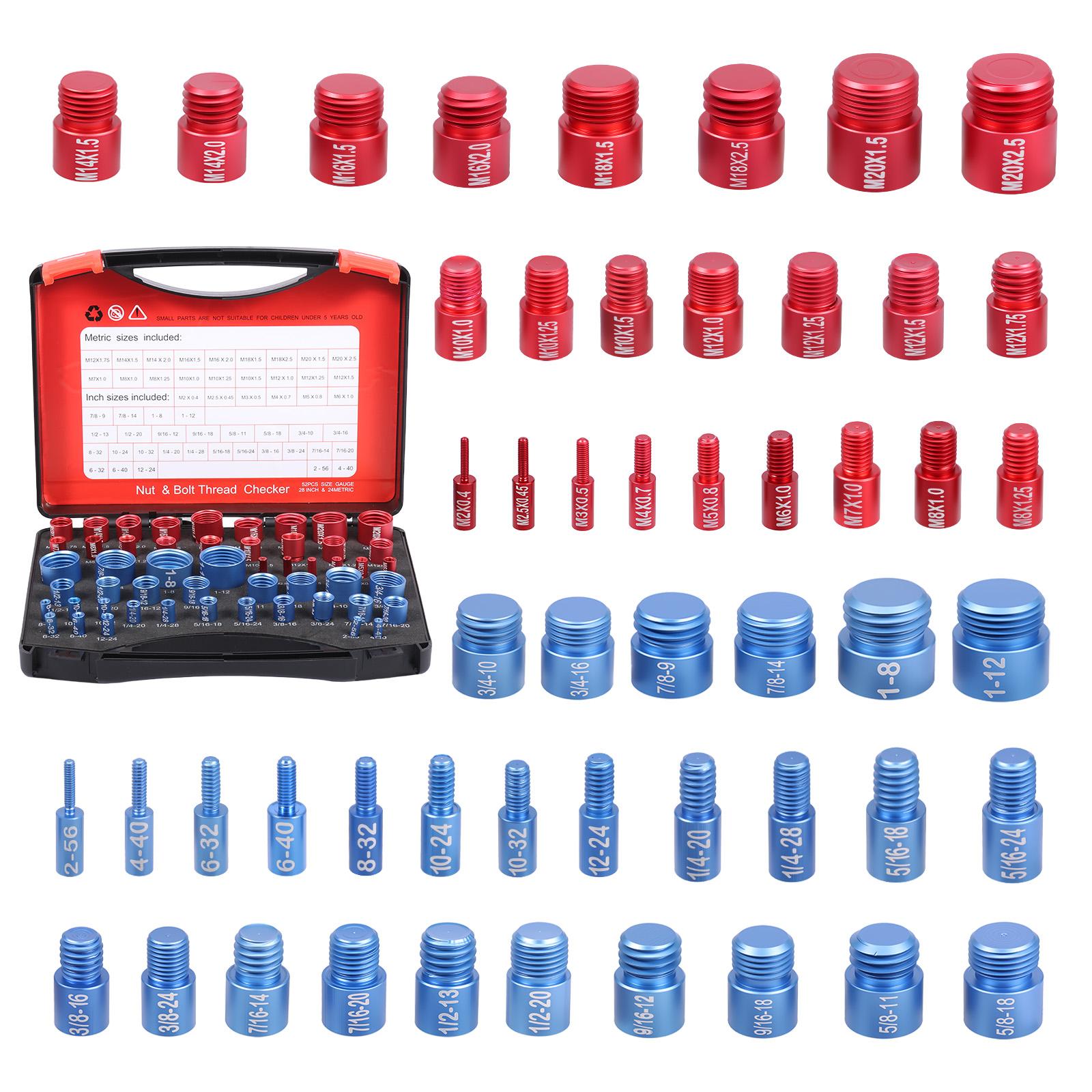 Thread Checker Metric & Imperial & US Nut and Bolt Thread Checker 28 Inch & 24 Metric Thread Gauge Bolt Size Finder for Nut Bolt