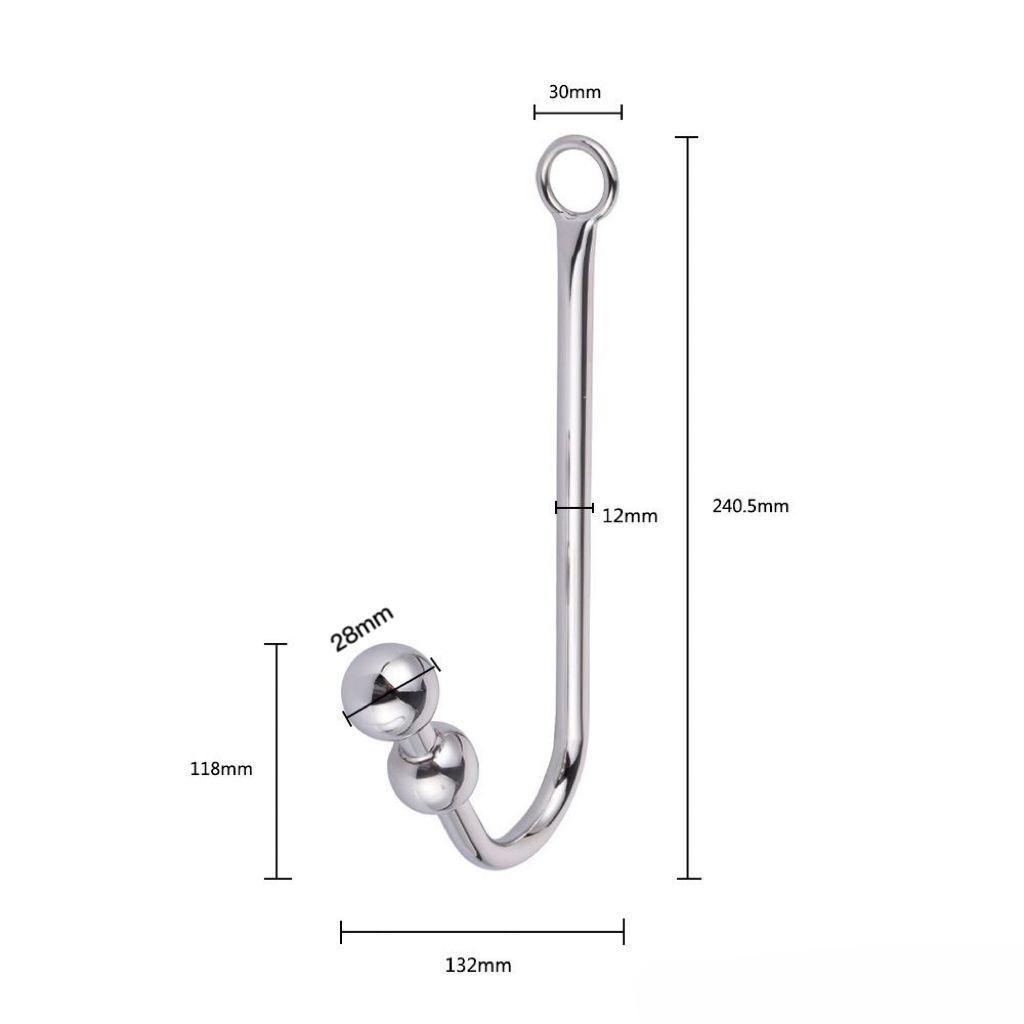 Stainless Steel Anal Hook with Anal Beads Hole Anal Hook Metal Butt Plug Anal Sex Toys Adult Product Vibrator for Men Gay