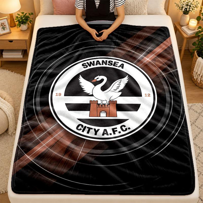 Flannel BlanketSwansea City Warm Soft Throw Blanket for Indoor Sofa Bed Living Room Use